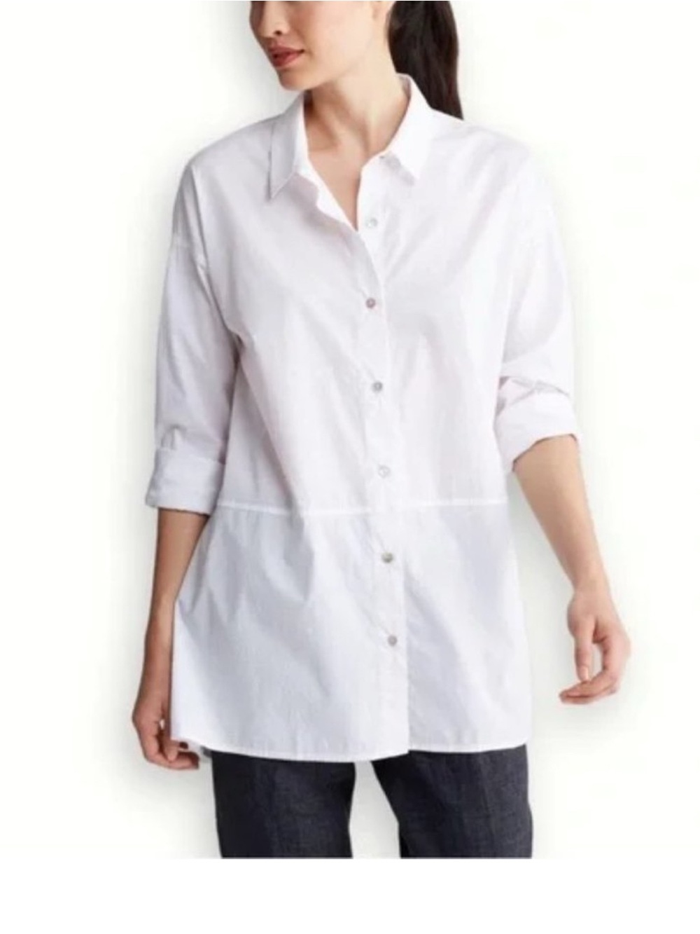 Eileen Fisher Oversized Cotton Button Down Shirt